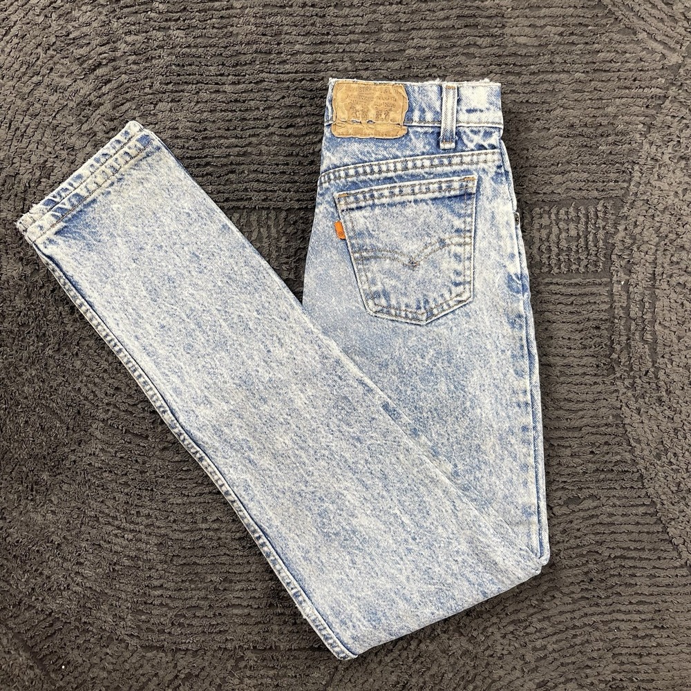 Vintage Levi's 575 Womens 24x31 Orange Tab Jeans USA Made Acid Wash Straight 90s